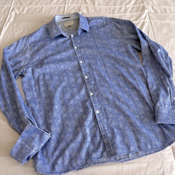 Ted Baker Archive Men’s Shirt Blue Floral Pattern Long Sleeve Button-Up - Picture 2 of 5